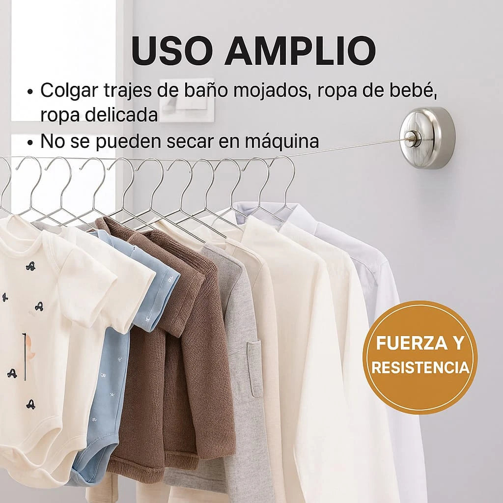 Tendedero Retráctil Max: Secado práctico y resistente.