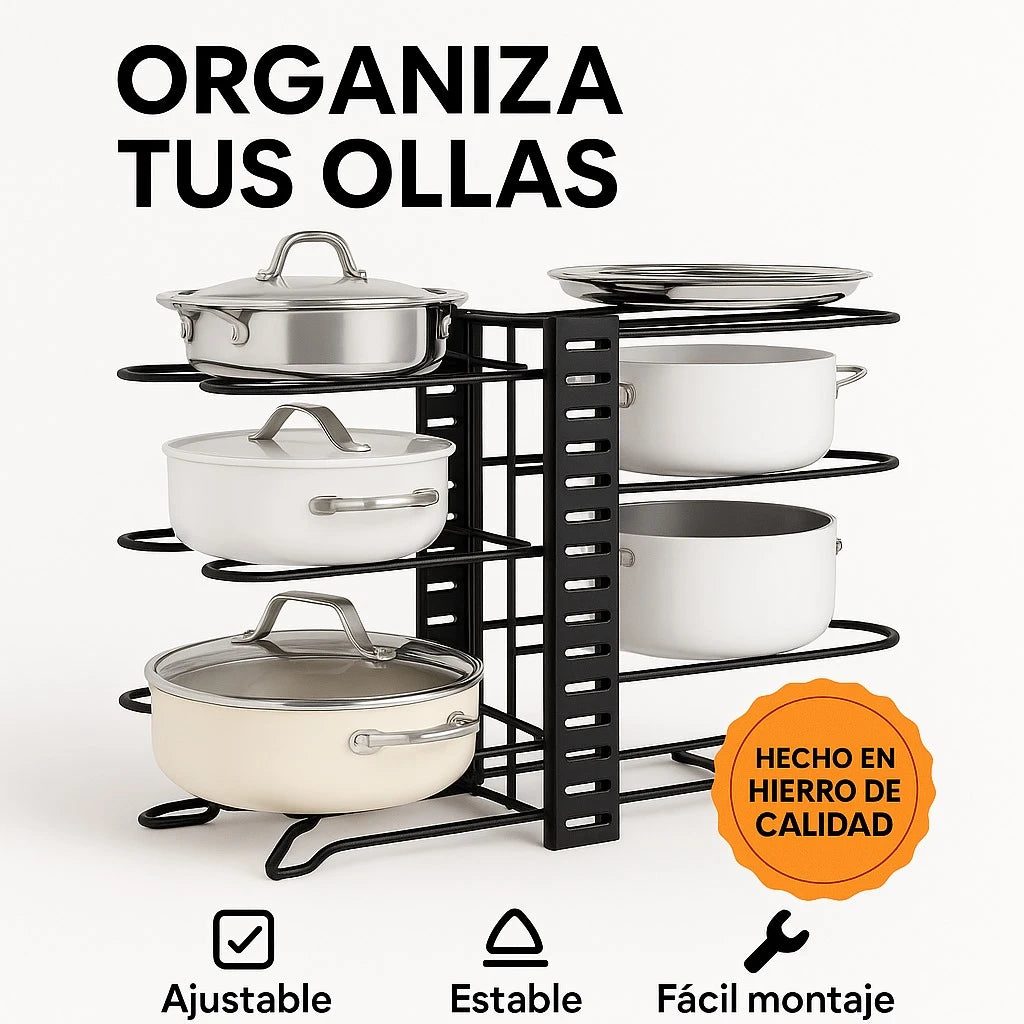 organizador de ollas de 8 niveles-resistente, ajustable y elegante