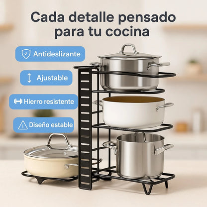 organizador de ollas de 8 niveles-resistente, ajustable y elegante